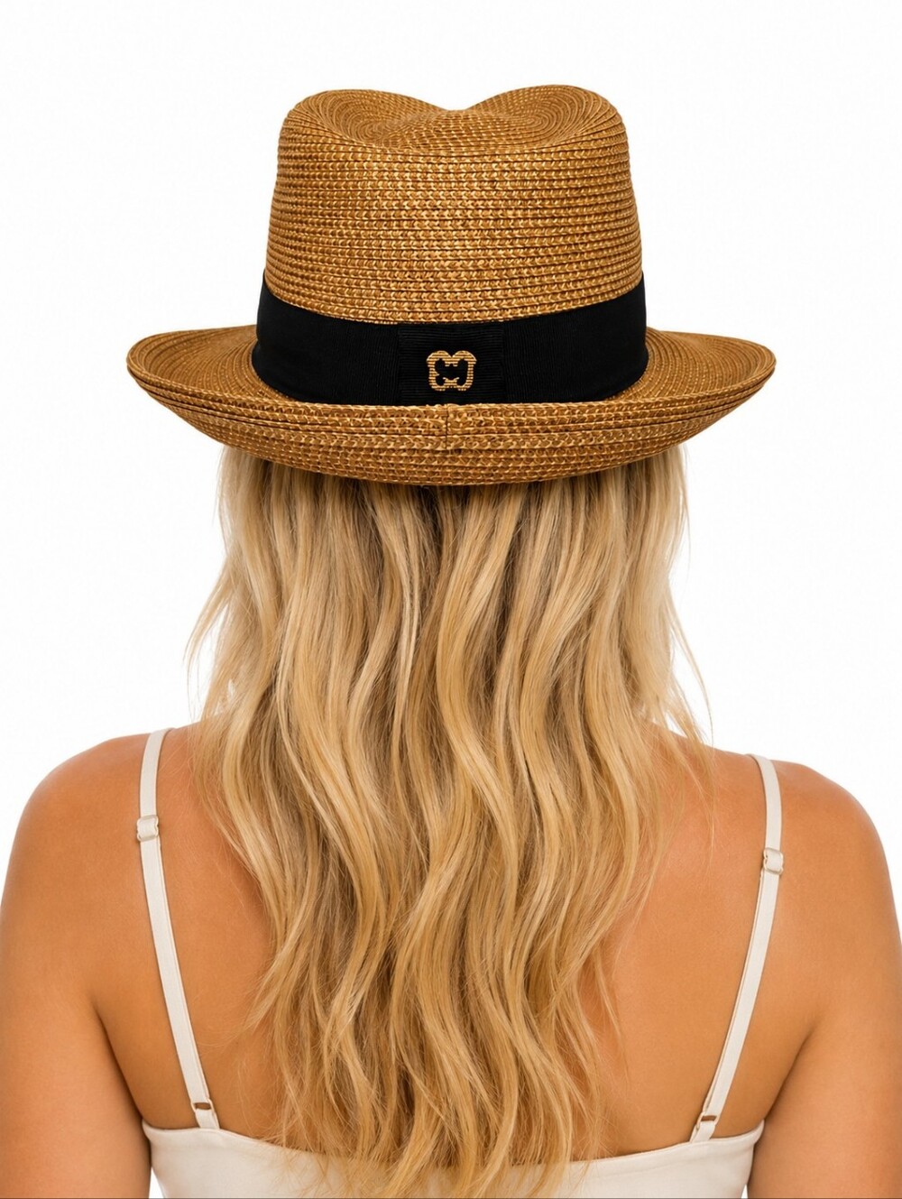 Eric Javits Squishee® Classic Fedora Hat – Natural/Black | UPF 50+ Packable Luxu - Picture 4 of 16